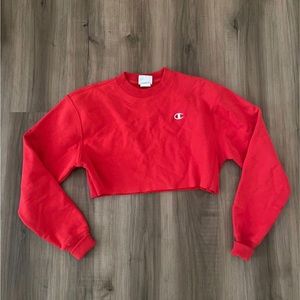 red champion cropped sweatshirt